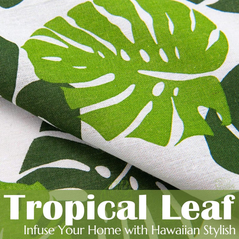 BROSHAN White and Green Curtains for Bedroom,Tropical Plant Leaf Window Curtains 2 Panels 78 inch Long Green Patterned Light Filtering Drapes for Jungle Safari Living Room Kids Room Nursery Decor - Image 5